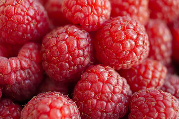 Raspberry pattern, top view. Pattern of ripe red raspberry. Vegan food, detox concept