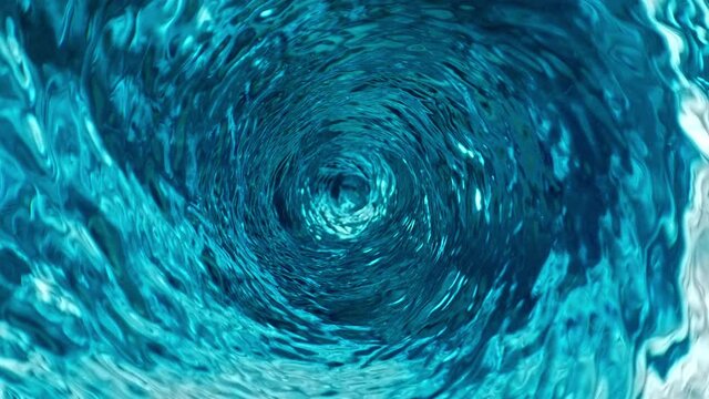Water Vortex Swirling Anticlockwise in Slow Motion - Top View from the Inside