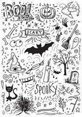 Halloween vector hand drawn doodles set
