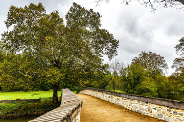 Burnside Bridge at Antietam with colorful sycamore tree