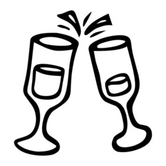 cheers glass of wedding hand drawn illustration