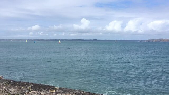 Camaret sur Mer, France, Brittany coast with sail boats and beautiful landscape