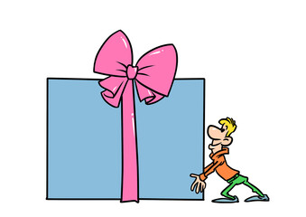 Big box gift character man illustration cartoon