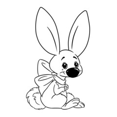 Rabbit toy plush illustration coloring book outline