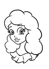 Portrait beautiful girl big eyes outline illustration