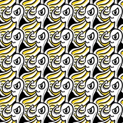 seamless pattern of cute monster cartoon