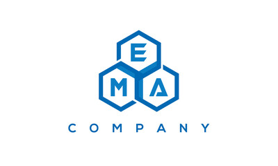 EMA three letters creative polygon hexagon logo	