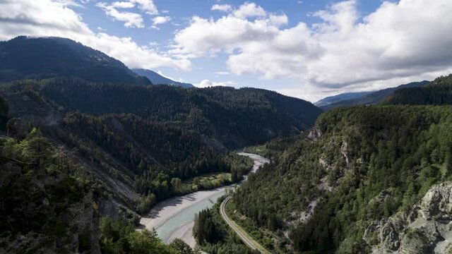 Panorama timelapse from the beautiful rhein canyon in Switzerland, static
