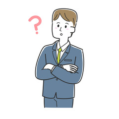 疑問を感じているスーツの男性