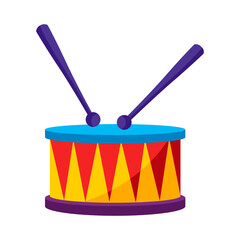 Illustration of carnival drum. Instrument for traditional holiday or festival.