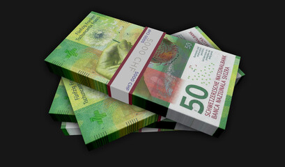 Swiss Franc money banknotes pack illustration