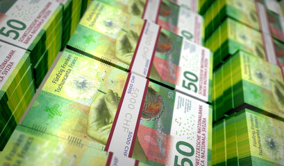 Fototapeta na wymiar Swiss Franc money banknotes pack illustration