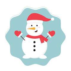 Cute cartoon Christmas snow man vector art