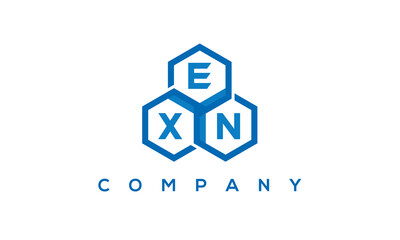 EXN three letters creative polygon hexagon logo