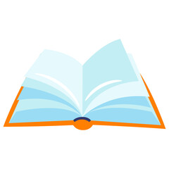 Stylized illustration of open book. School or educational icon.