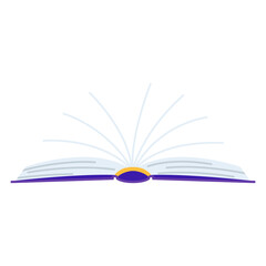 Stylized illustration of open book. School or educational icon.