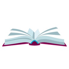 Stylized illustration of open book. School or educational icon.