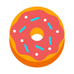 Illustration of donut. Breakfast icon. Food item for menu restaurants and shops.