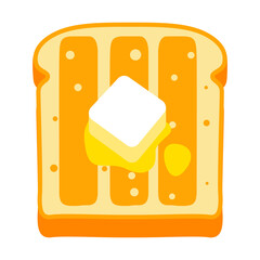 Illustration of toast with butter. Breakfast icon. Food item for menu restaurants and shops.