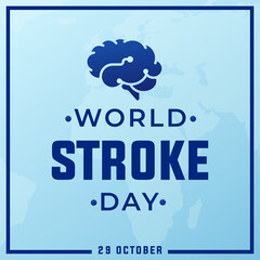 world stroke day 29 october, modern creative banner, sign, design concept, social media post, template with brain icon. 