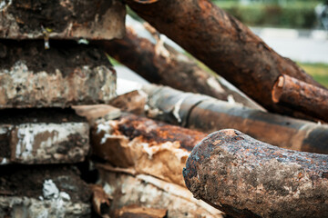 Repair of broken old rusty pipes of the water supply system.