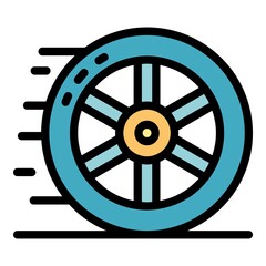Fototapeta premium Car wheel icon. Outline car wheel vector icon color flat isolated