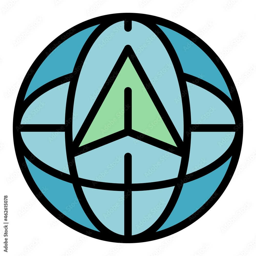 Poster global gps location icon. outline global gps location vector icon color flat isolated