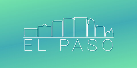 El Paso, TX, USA Skyline Linear Design. Flat City Illustration Minimal Clip Art. Background Gradient Travel Vector Icon.