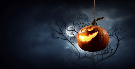 Halloween image with pumpkins . Mixed media