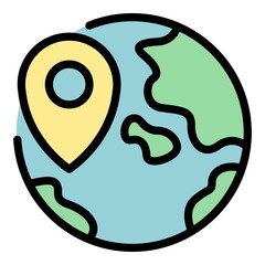 Gps global pin icon. Outline gps global pin vector icon color flat isolated