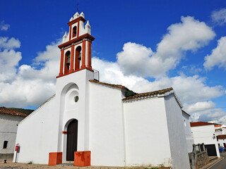 Church of Santa Marina in Cañaveral de Leon. A village of the Sierra de Aracena Natural Park. Province of Huelva, Andalusia, Spain
