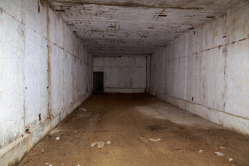 The interior of underground anti-nuclear abandoned secret military bunker. Creepy place,...
