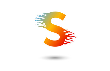 S letter fire logo design in a beautiful red and yellow gradient. Flame icon lettering concept vector illustration.