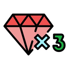 Diamond bonus loyalty icon. Outline diamond bonus loyalty vector icon color flat isolated