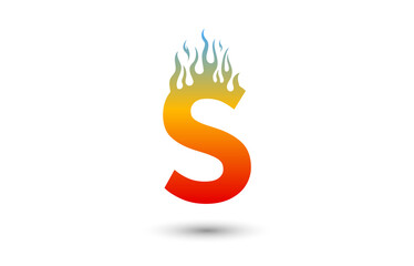 S letter fire logo design in a beautiful red and yellow gradient. Flame icon lettering concept vector illustration.