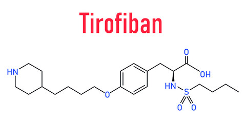 Tirofiban anticoagulant drug molecule. Skeletal formula.