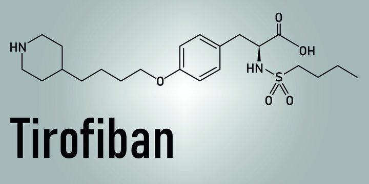 Tirofiban anticoagulant drug molecule. Skeletal formula.