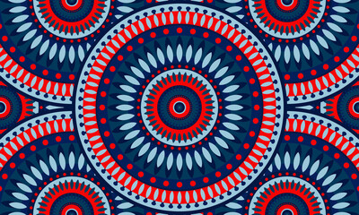 Repeat ethnic Easter circle pattern, seamless pattern