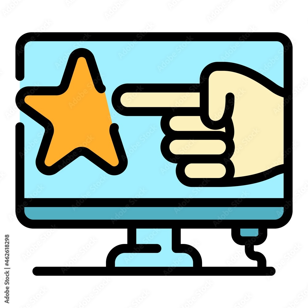 Poster computer loyalty program icon. outline computer loyalty program vector icon color flat isolated