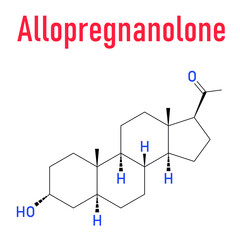 Allopregnanolone drug molecule. Skeletal formula.