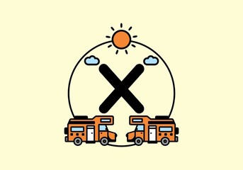 Orange campervan with X initial letter