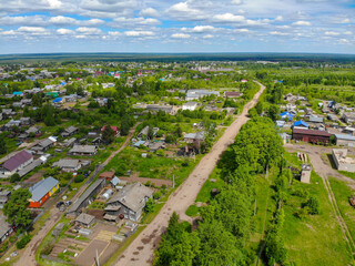 Aerial view of a small town (Zuevka, Kirov Region, Russia)