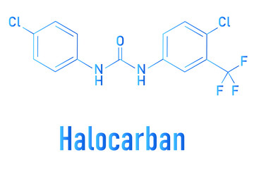 Halocarman, also known as Cloflucarban, disinfectant molecule. Skeletal formula.