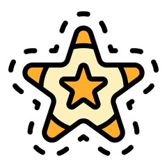 Loyalty star icon. Outline loyalty star vector icon color flat isolated