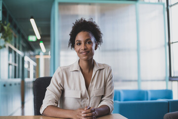 Portrait of African American female business executive in an office