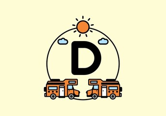Orange campervan with D initial letter