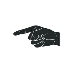 Pointing Hand Icon Silhouette Illustration. Gesture Vector Graphic Pictogram Symbol Clip Art. Doodle Sketch Black Sign.