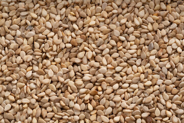 Detailed and large close up shot of sesame seeds.