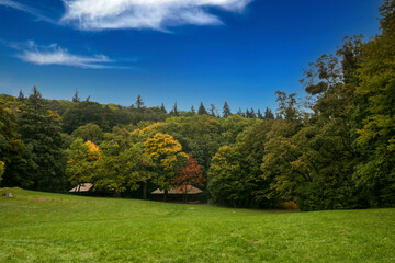 Fototapeta premium A landscape of a park of Smolenice Castle in the eastern slope of the Little Carpathians, near the town of Smolenice, Slovakia.