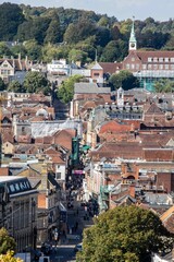 view of Winchester High Street Hampshire England from a high viewpoint